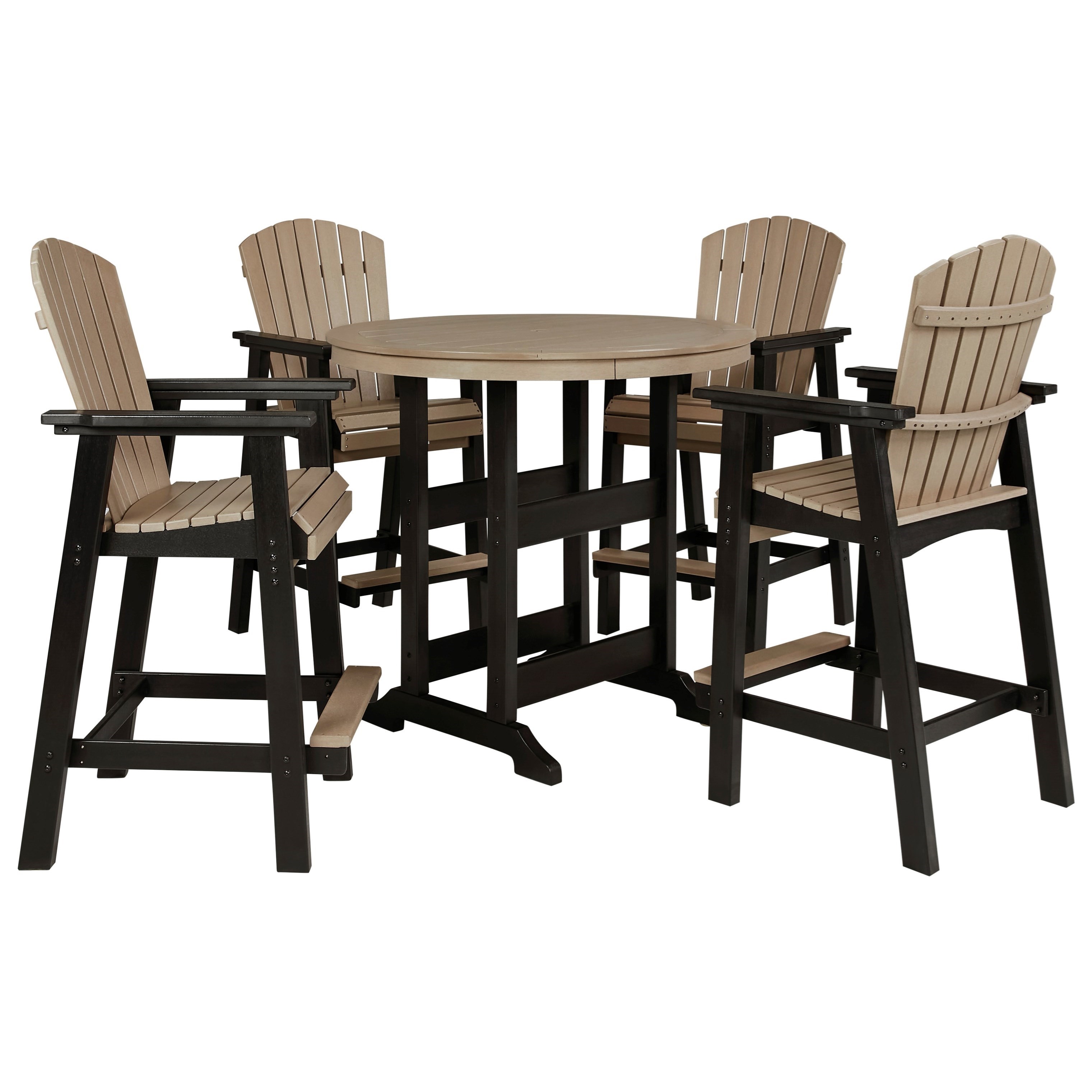 Ashley Signature Design Fairen Trail P211-613+2x130 5-Piece Round Bar Table Set | Dunk & Bright ...